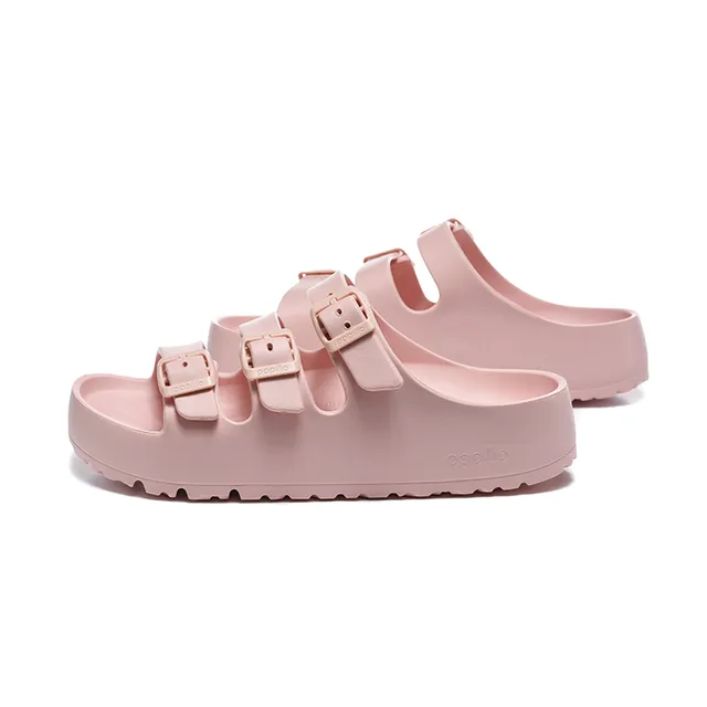 Papillio Pink Beige Three-Strap Buckle Closure Molded EVA-Like Construction Casual Sandals 3