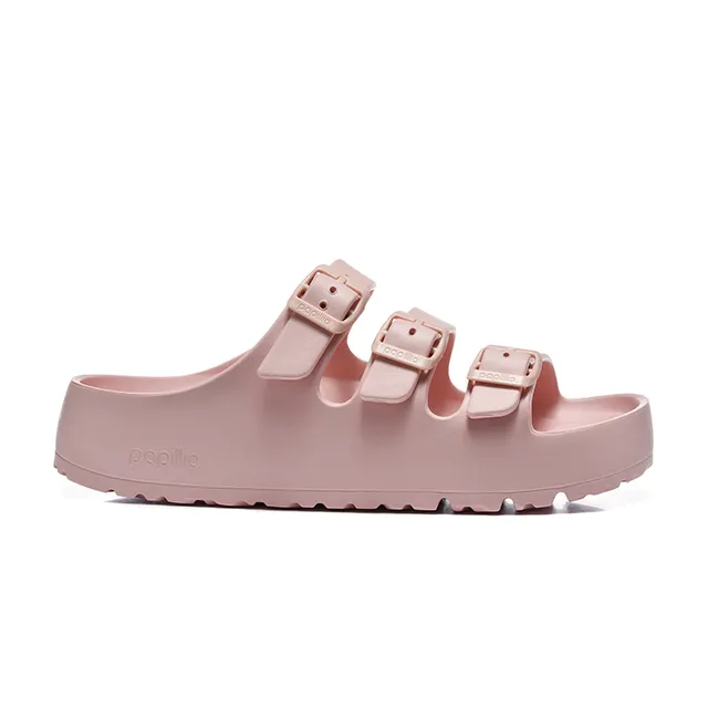 Papillio Pink Beige Three-Strap Buckle Closure Molded EVA-Like Construction Casual Sandals 6