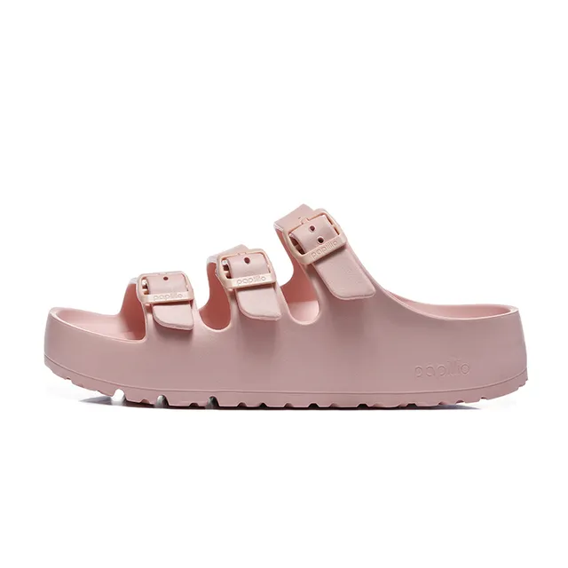 Papillio Pink Beige Three-Strap Buckle Closure Molded EVA-Like Construction Casual Sandals 7