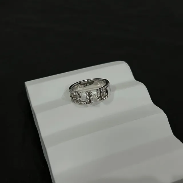 Pavé-Set Letter-Shaped Chunky Ring 3
