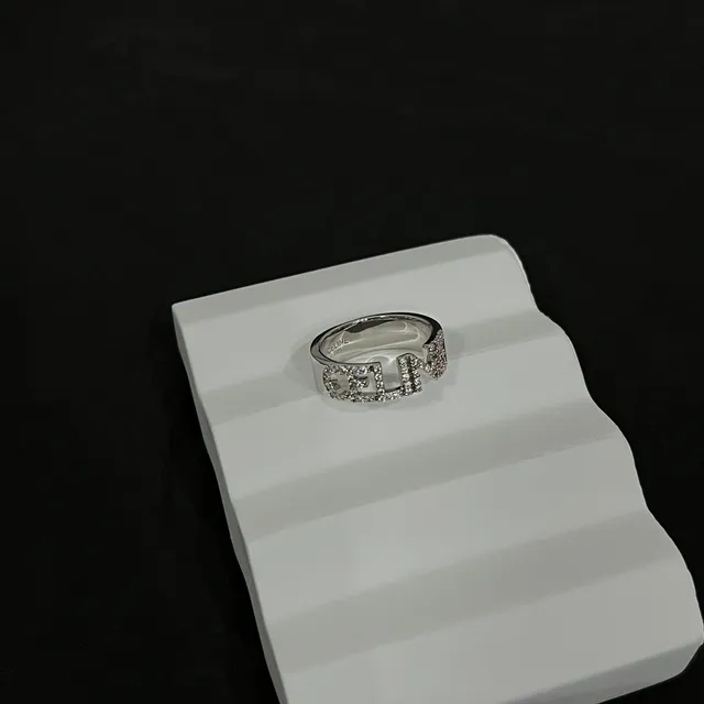 Pavé-Set Letter-Shaped Chunky Ring 4