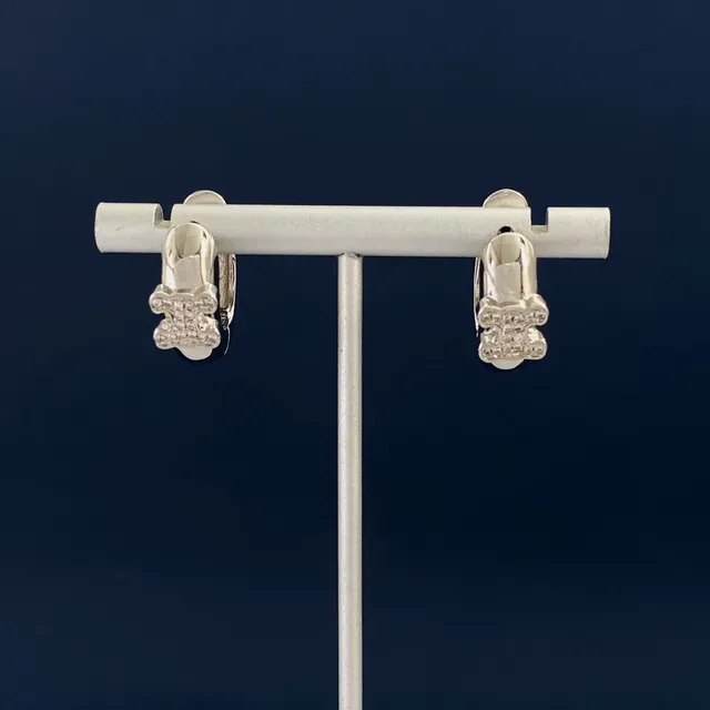 Pavé-Set Logo Motif Hinged Hoop Earrings 6