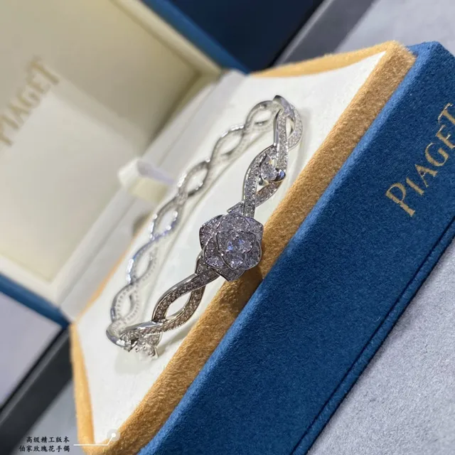 Piaget Rose Motif Pavé Diamond Silver Bracelet 3