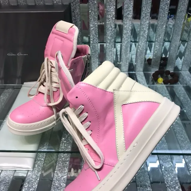 Pink and Beige High-Top Lifestyle Sneakers 3