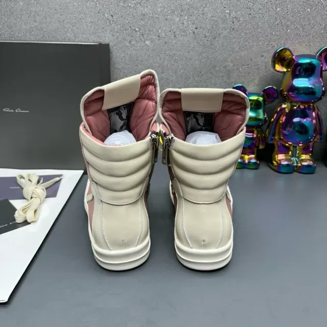 Pink and Cream High-Top Leather Sneakers 8