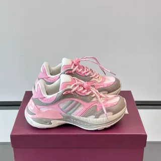 Pink Gray Silhouette Layered Synthetic/mesh Upper Chunky Sneakers
