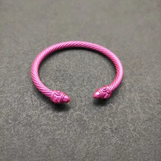 Joia Pulseira Aberta de Cabo Trançado Rosa