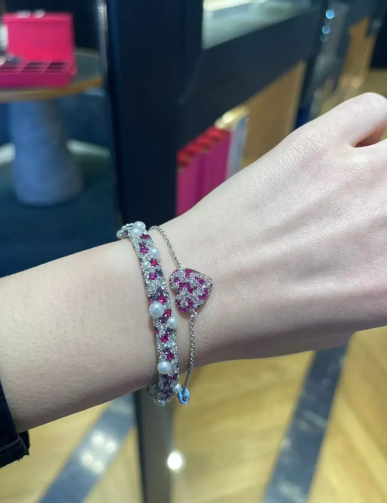 Purple Silver Pavé-Set Square Charm Bracelet 4