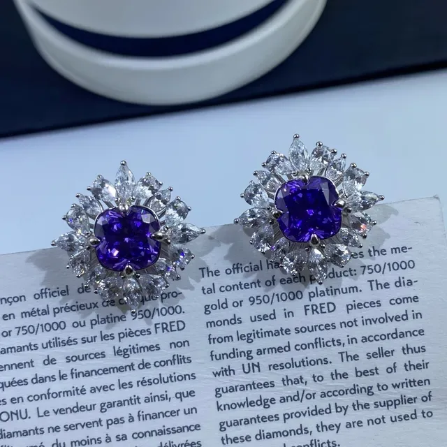 Purple White Halo Cluster Marquise-Cut Surround Ring 5