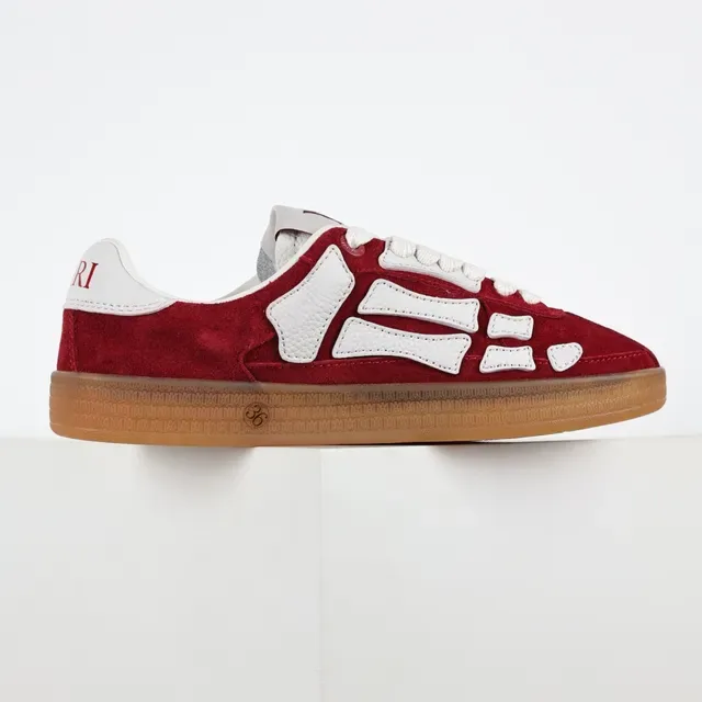 Red White Suede Upper Geometric Overlays Sneakers 7