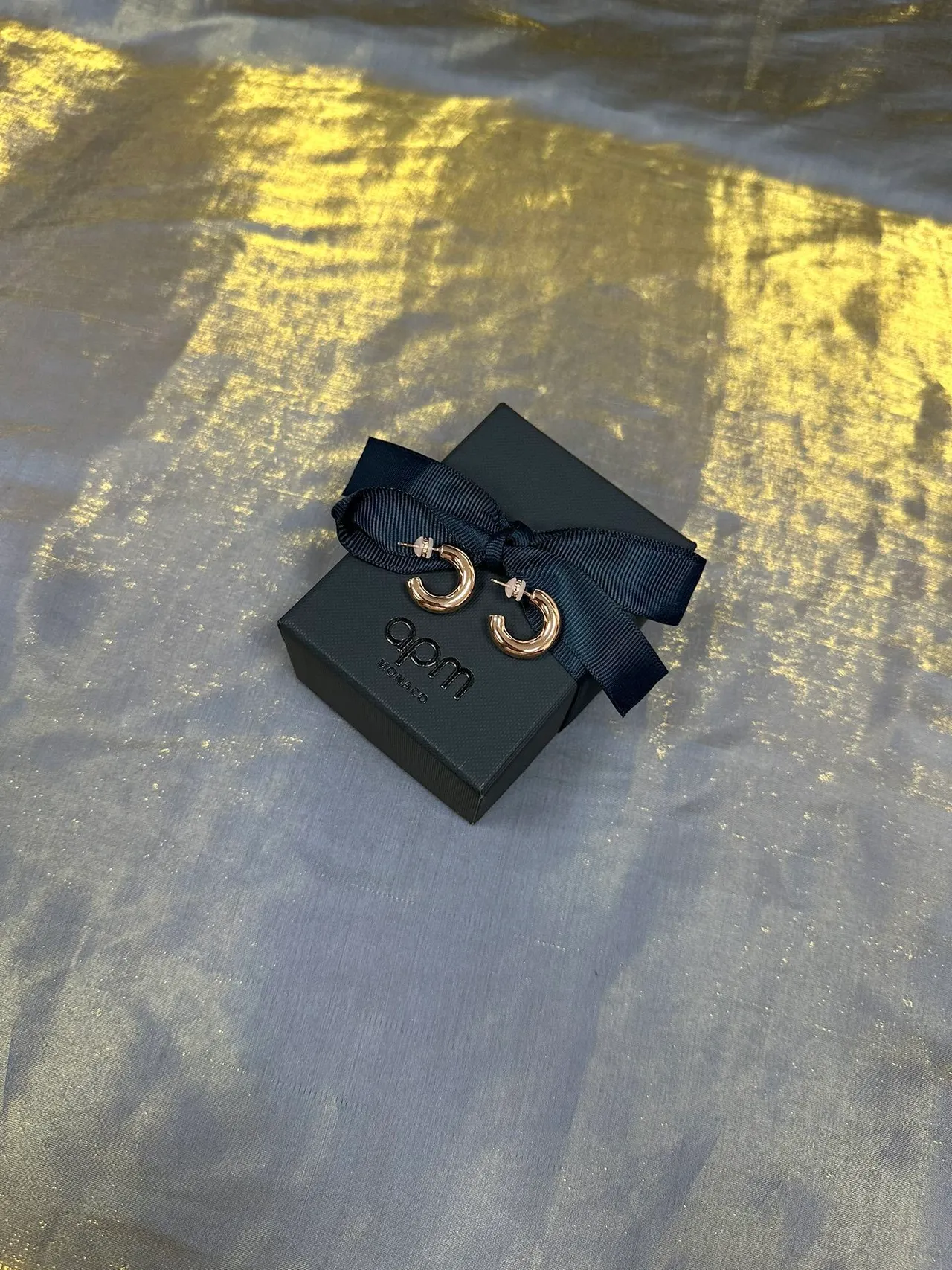 Rose Gold C-Shaped Hoop Earrings 4