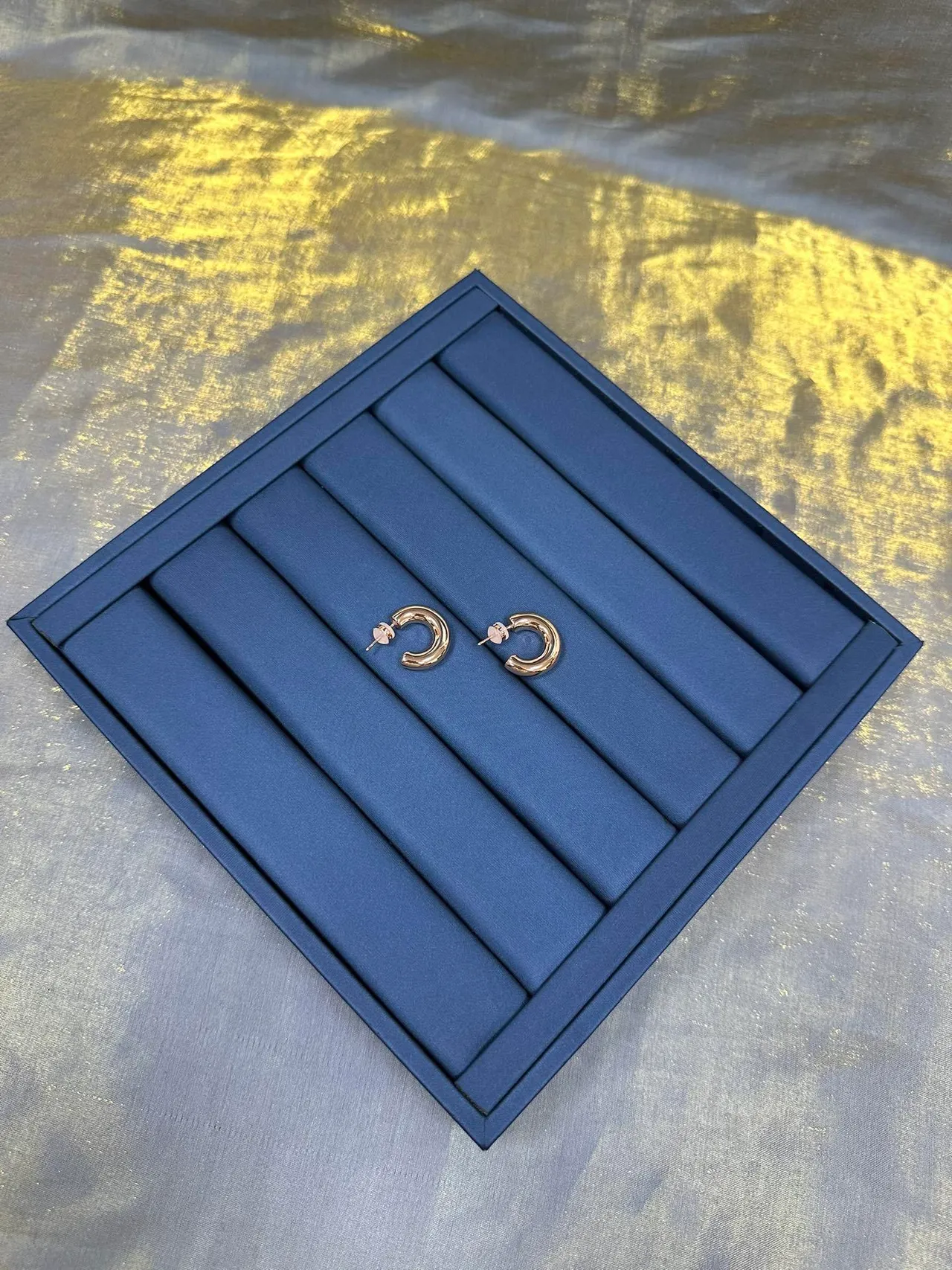Rose Gold C-Shaped Hoop Earrings 7