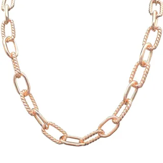 Collier Chaîne en Or Rose avec Corde Tordue et Maillons Ovales