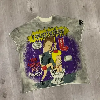 Roughplay 扎染做旧图案印花宽松T恤