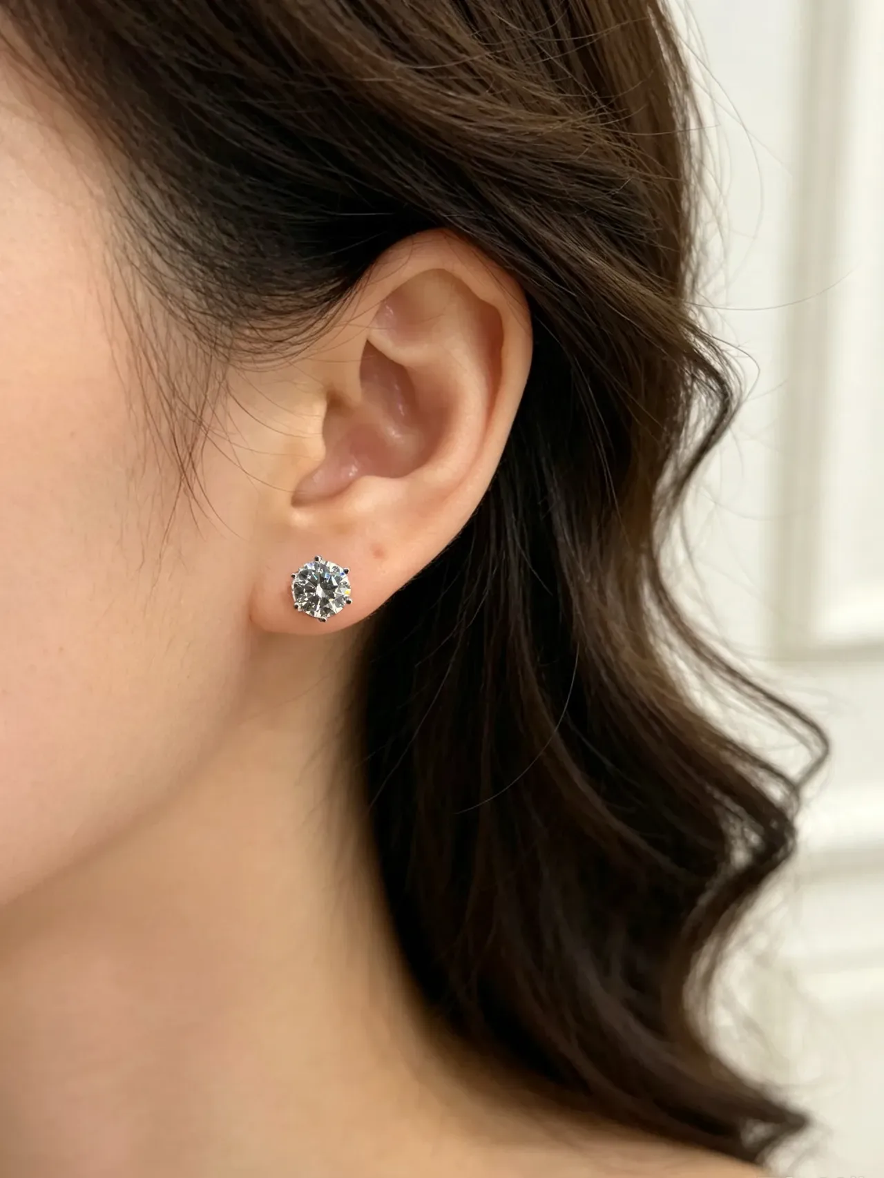Round Brilliant-Cut Six-Prong Solitaire Stud Earrings 2