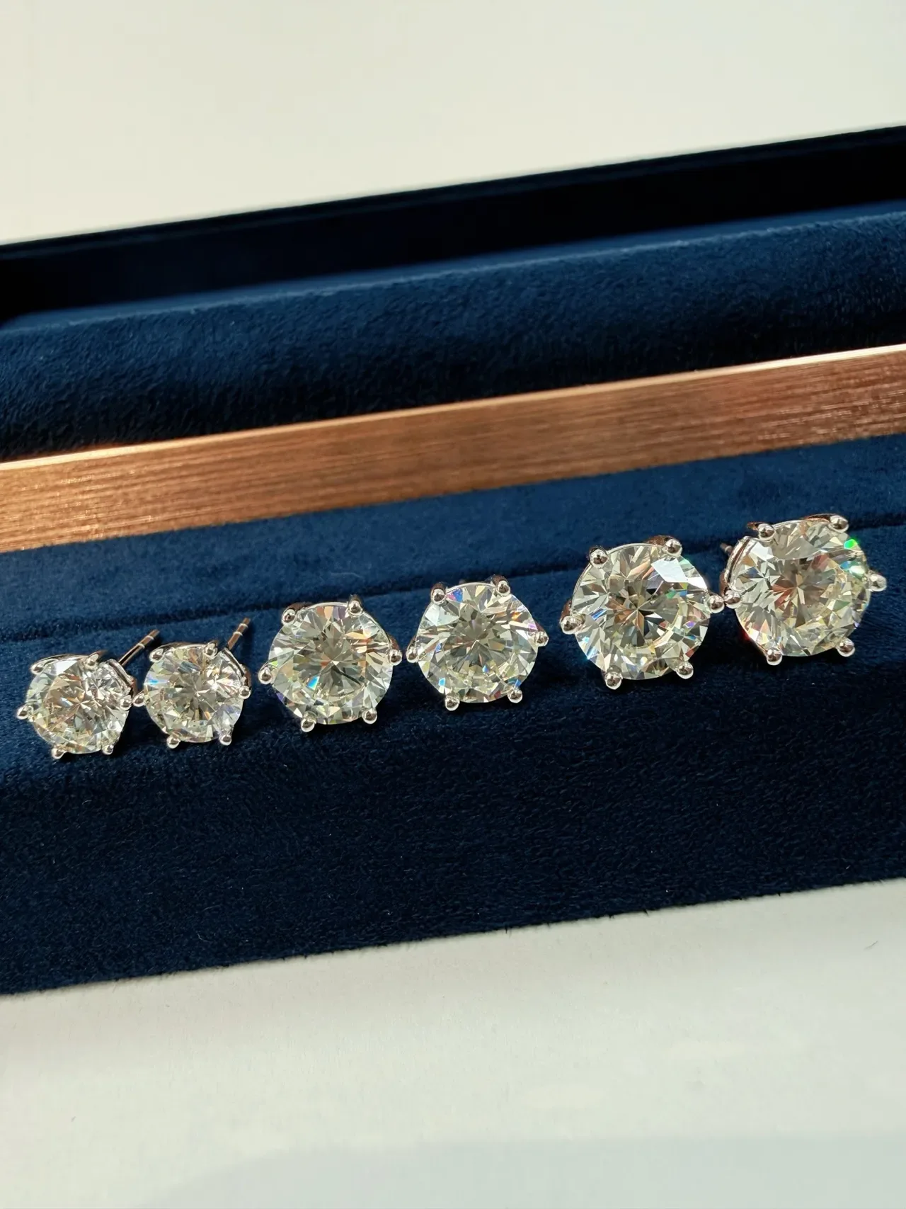 Round Brilliant-Cut Six-Prong Solitaire Stud Earrings 3
