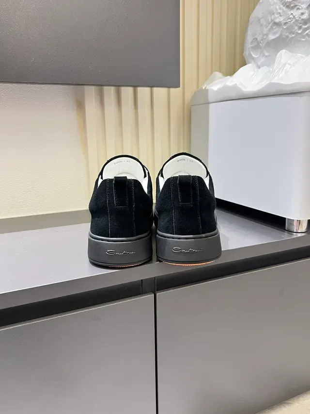 Santoni Black Suede Slip-On Lifestyle Sneakers 2