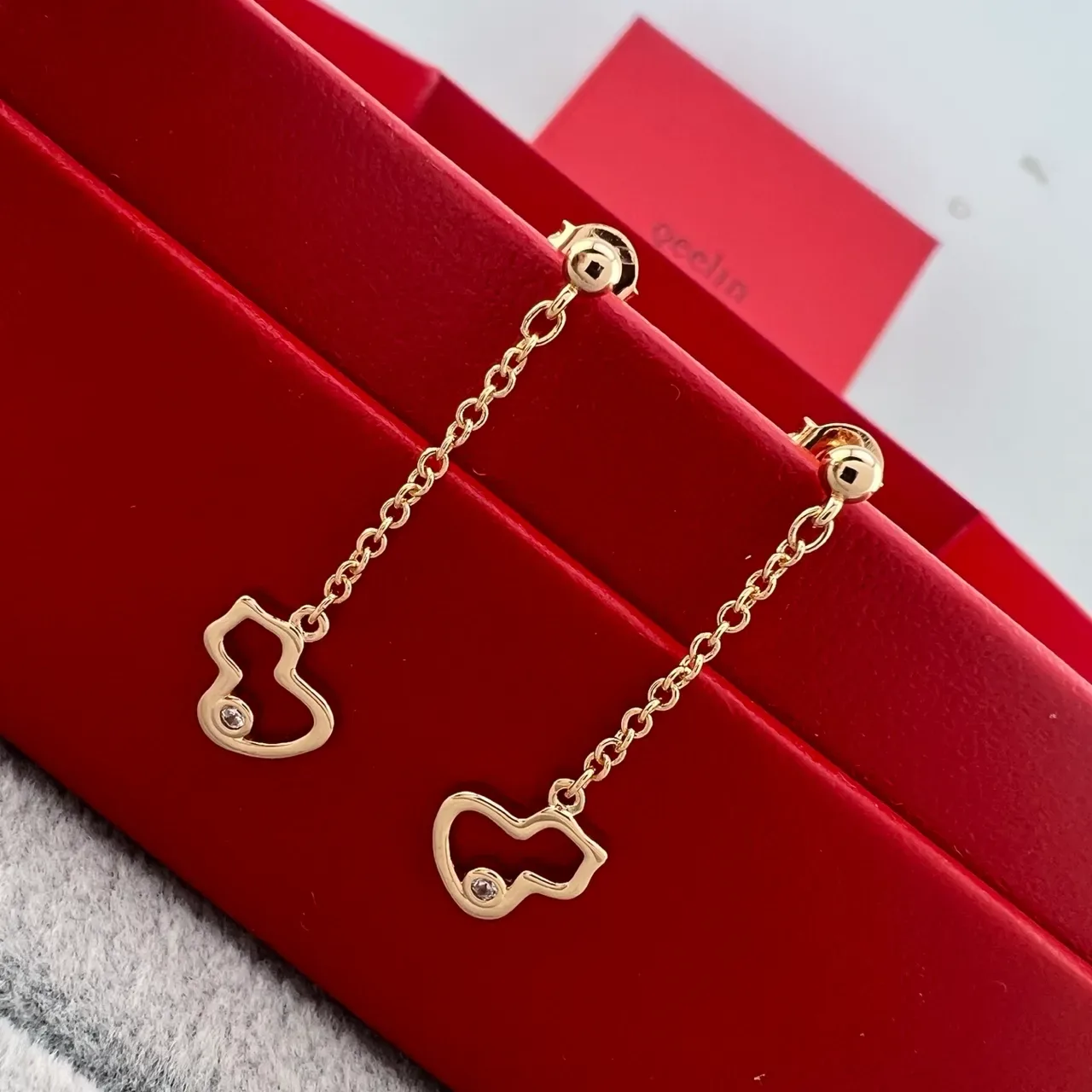 Silver and Gold Heart Charm Dangling Chain Earrings 4