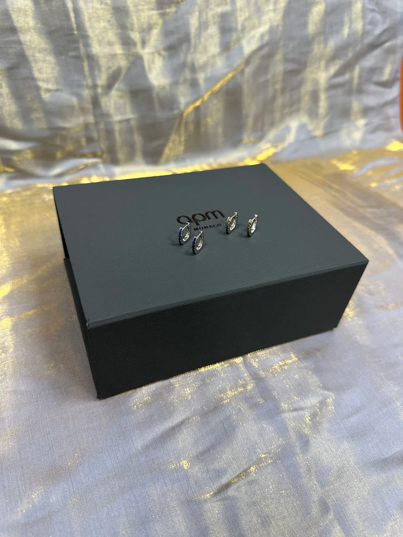 Silver Black Pavé-Set Hoop Earrings 5
