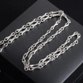 Collier chaîne avec maillons en os argenté
