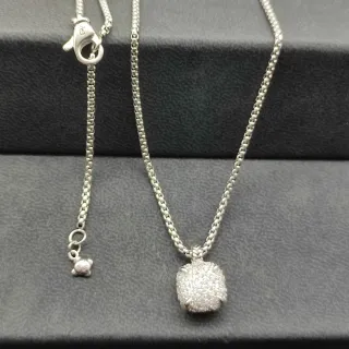 Collier Chaîne Box Argentée Texturée avec Pendentif Rond