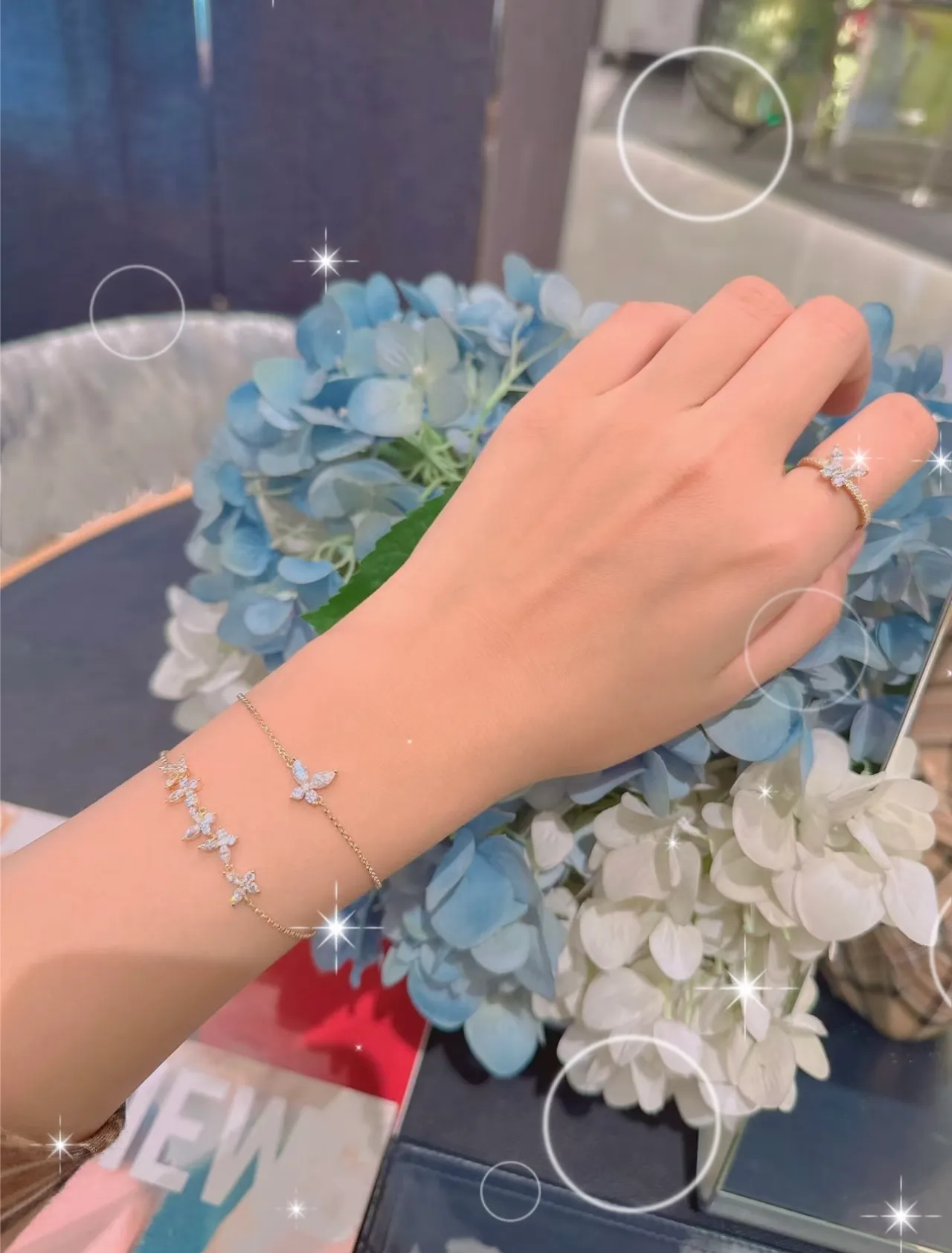 Silver Floral Motif Chain Bracelet 6