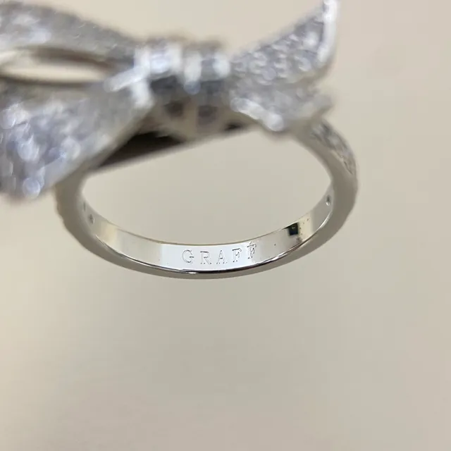 Silver Navy Bow Motif Pavé-Set Stones Ring 4