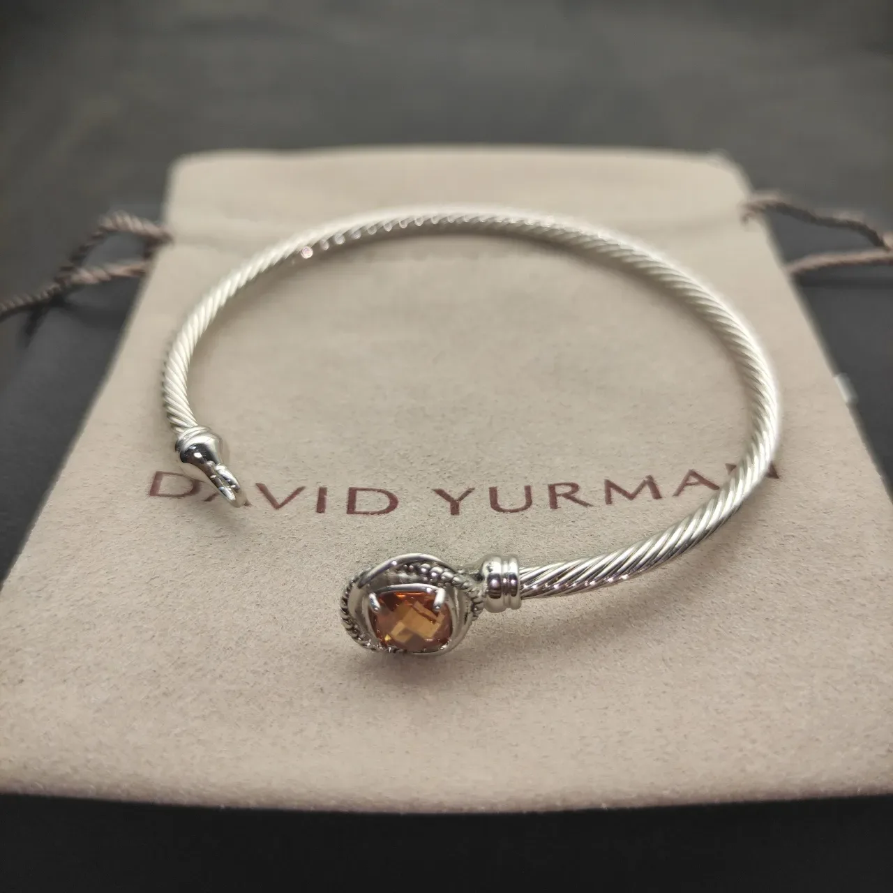 Silver Pink Cable-Wire Construction Faceted Cushion-Cut Stone Bracelet 8
