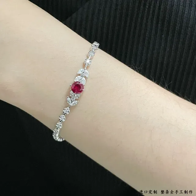 Silver Red Gem-Set Bracelet 8