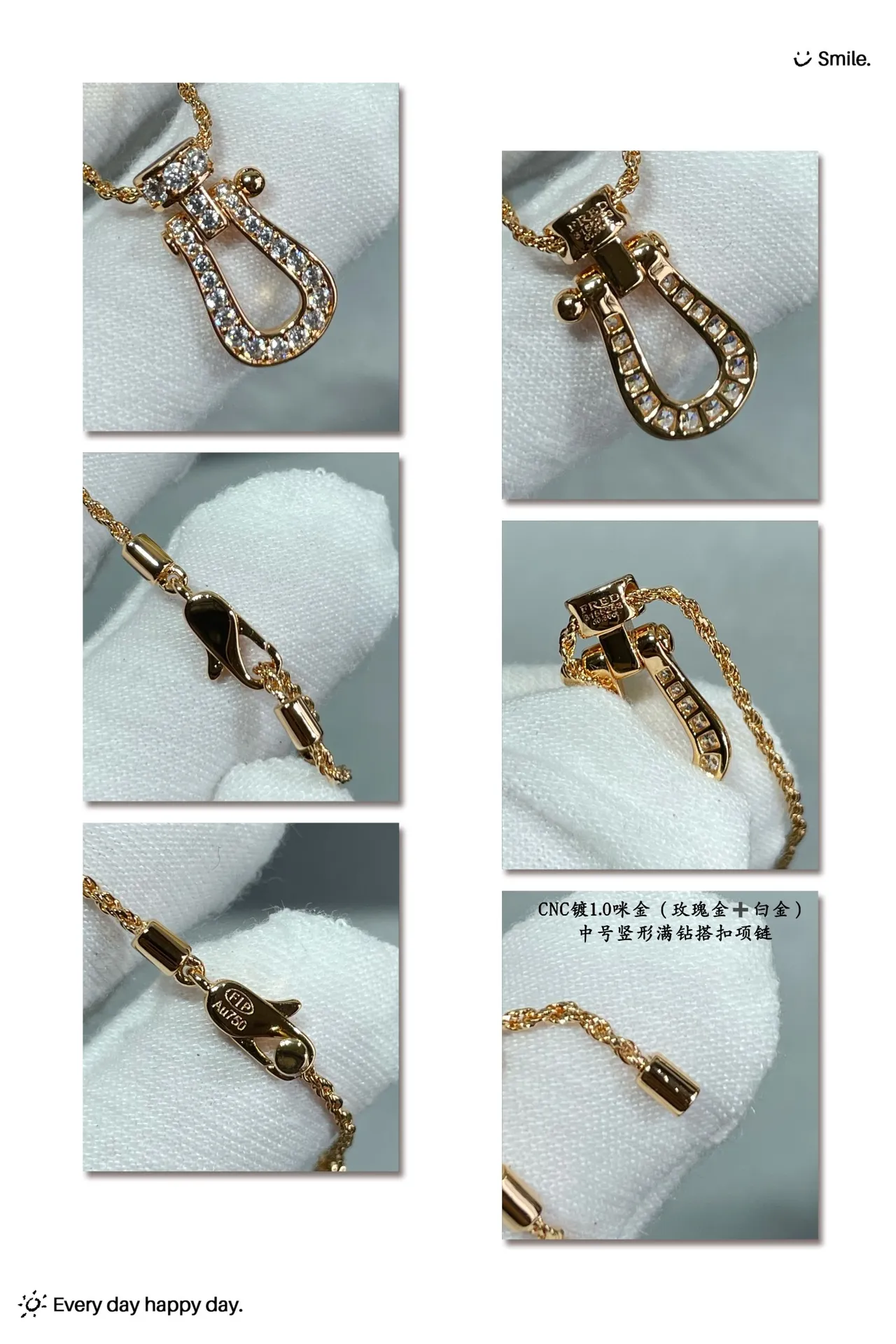 Silver-Tone Pavé Diamond-Set Vertical Clasp Pendant Necklace 3