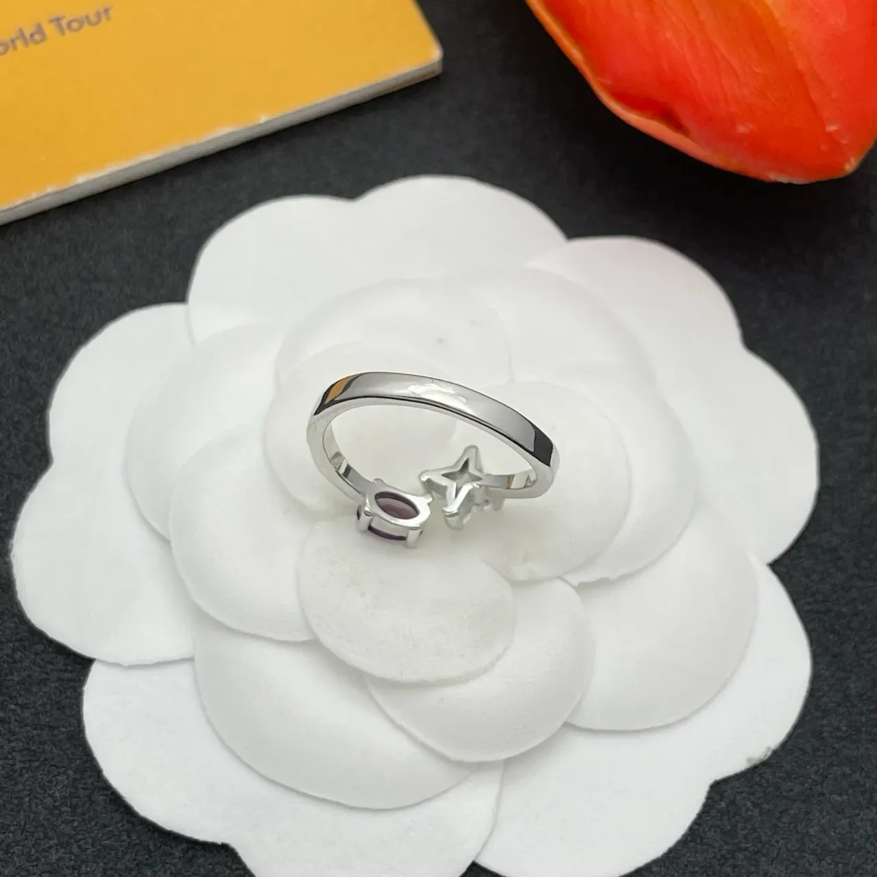 Silver-Tone Princess-Cut and Oval Purple Gemstone Prong-Set Rings 3