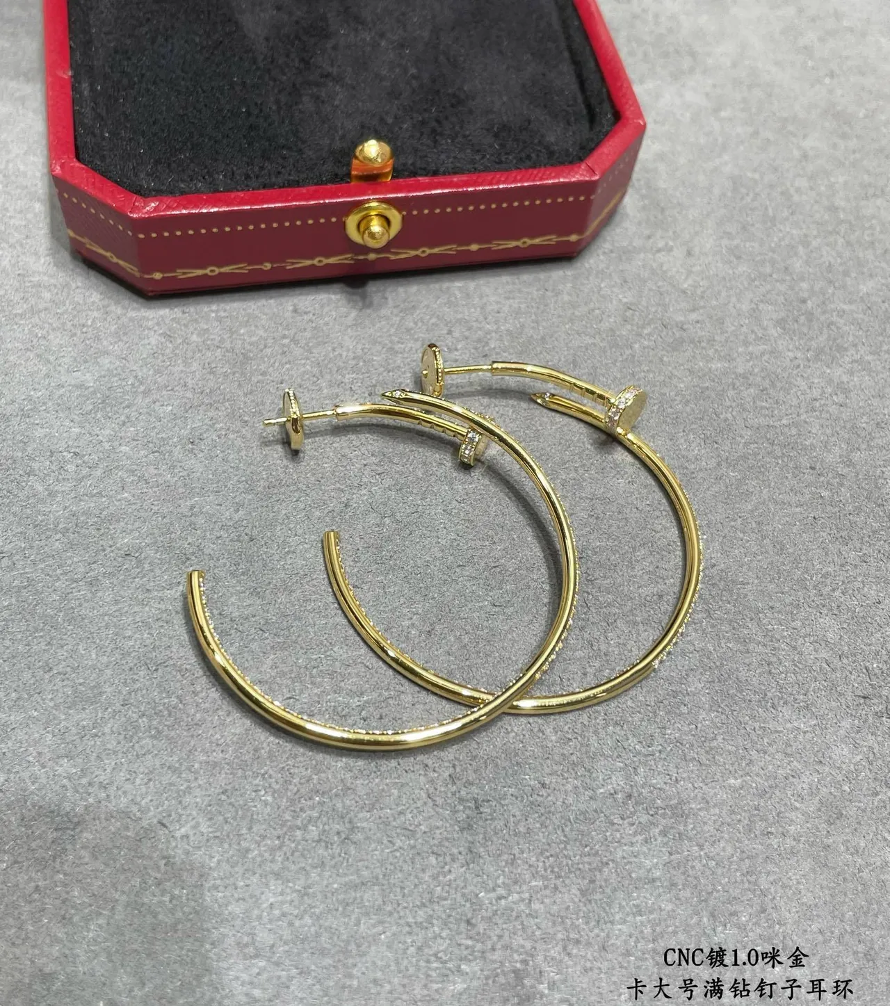 Silver White Open Hoop Pavé-Set Stones Earrings 3