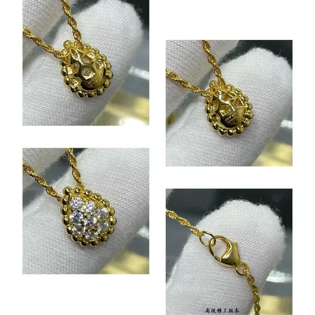 Silver White Teardrop Pendant Pave-Set Stones Necklace 2