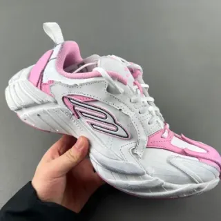 Skechers D'Lites सफेद गुलाबी प्लेटफॉर्म सोल लेयर्ड सिंथेटिक ओवरले चंकी स्नीकर्स