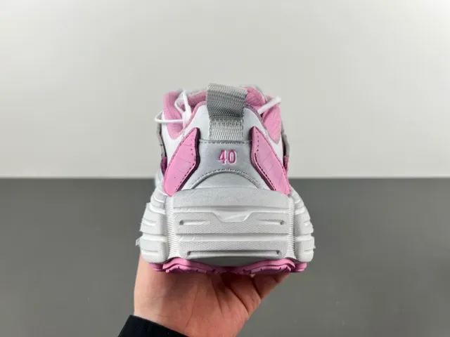 Skechers D'Lites सफेद गुलाबी प्लेटफॉर्म सोल लेयर्ड सिंथेटिक ओवरले चंकी स्नीकर्स 4