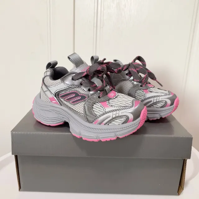 Skechers Silver Black Platform Sole Metallic Synthetic Overlays Chunky Sneakers 4