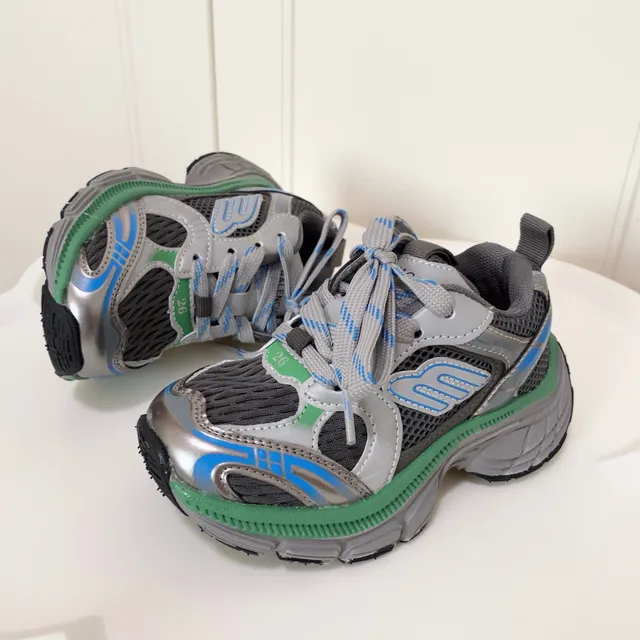 Skechers Silver Black Platform Sole Metallic Synthetic Overlays Chunky Sneakers 22