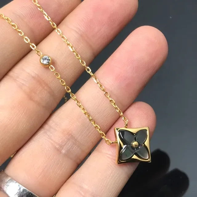 Colares pendentes com motivo floral quadrado de incrustação de madrepérola 2
