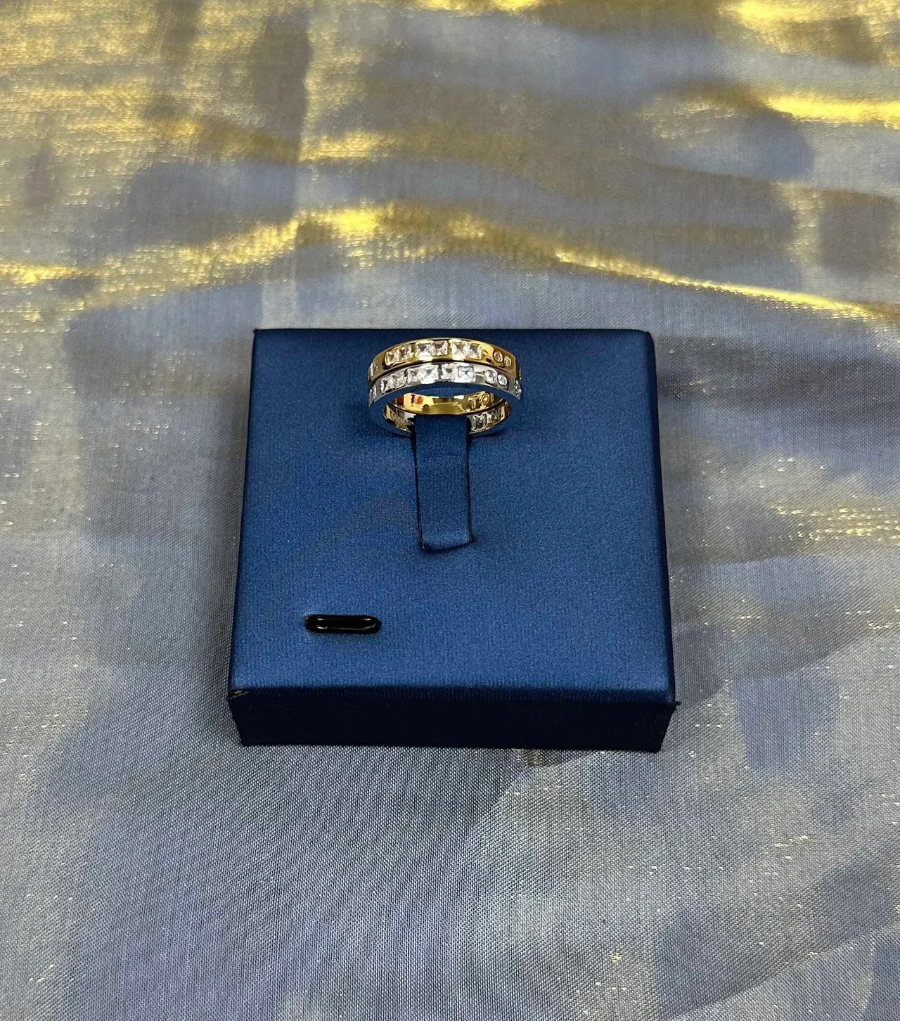 Stacked Channel-Set Baguette Stone Gold-Tone Rings 8