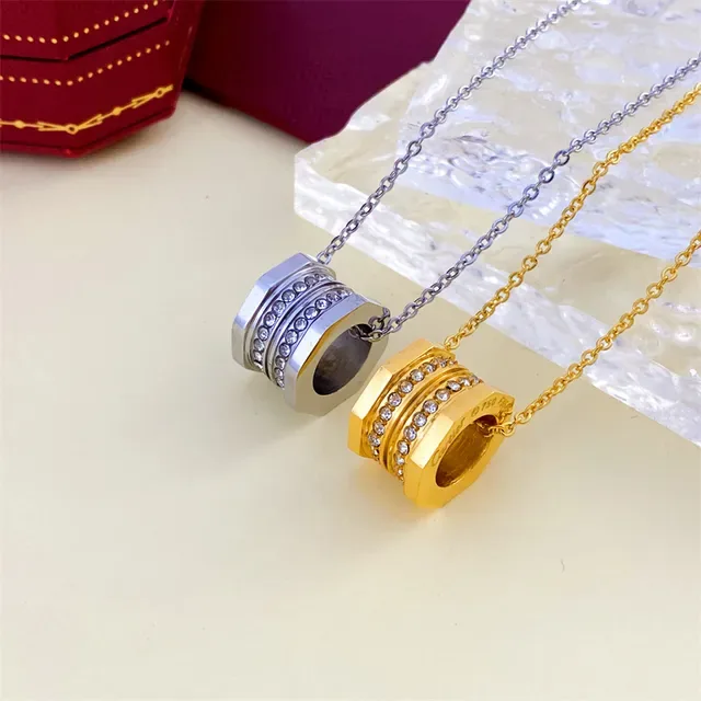 Stacked Hexagonal Pavé Crystal Pendant Necklace 4