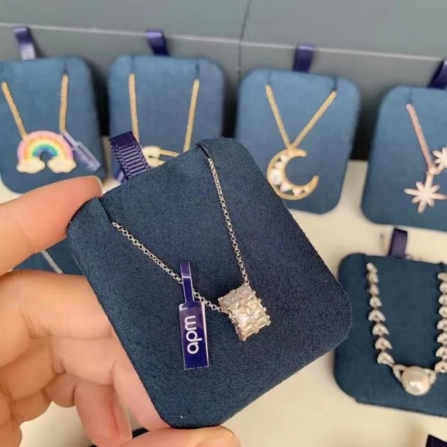 Stacked Ring Pavé Pendant Necklace 7