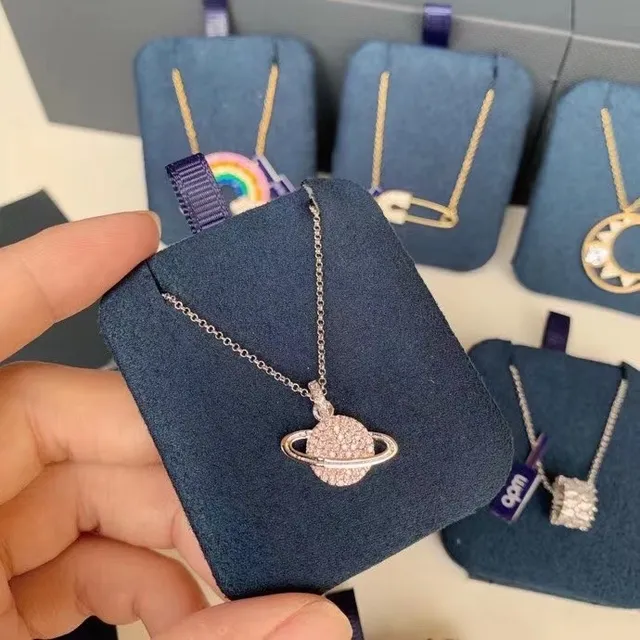 Stacked Ring Pavé Pendant Necklace 8