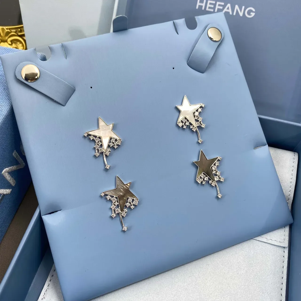 Star-Shaped Mother-of-Pearl and Crystal Stud Earrings 9