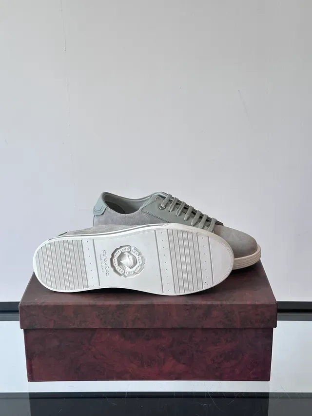 Stefano Ricci Gray Suede Low-Top Lace-Up Sneakers 2