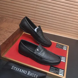 Stefano Ricci দানাযুক্ত চামড়া মগরমাছের ছাপ Penny Loafer