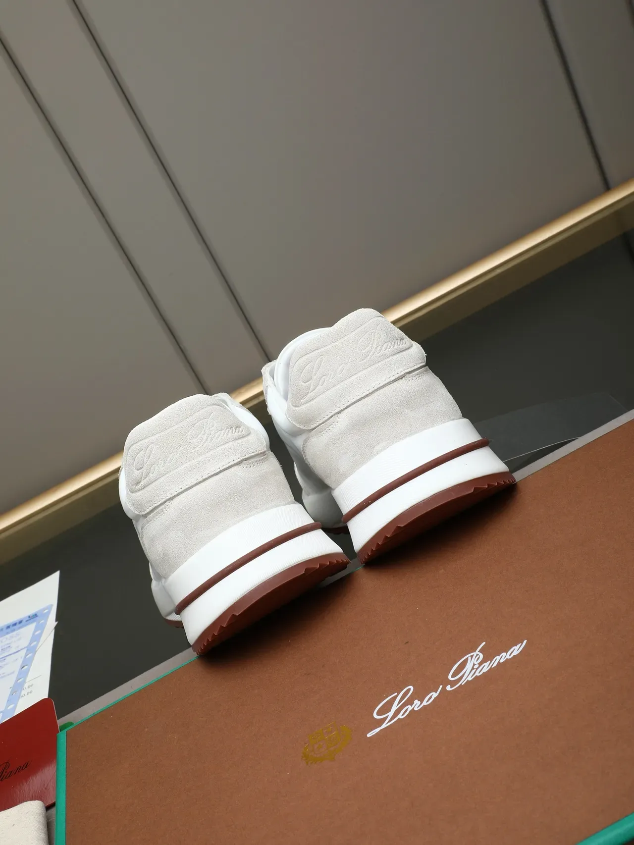 White and Beige Two-Tone Suede Leather Lifestyle Sneaker 3