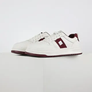 White and Burgundy Panelled Low-Top Lifestyle Sneakers