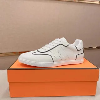 White Black Leather-Like Upper Contrast Piping Sneakers