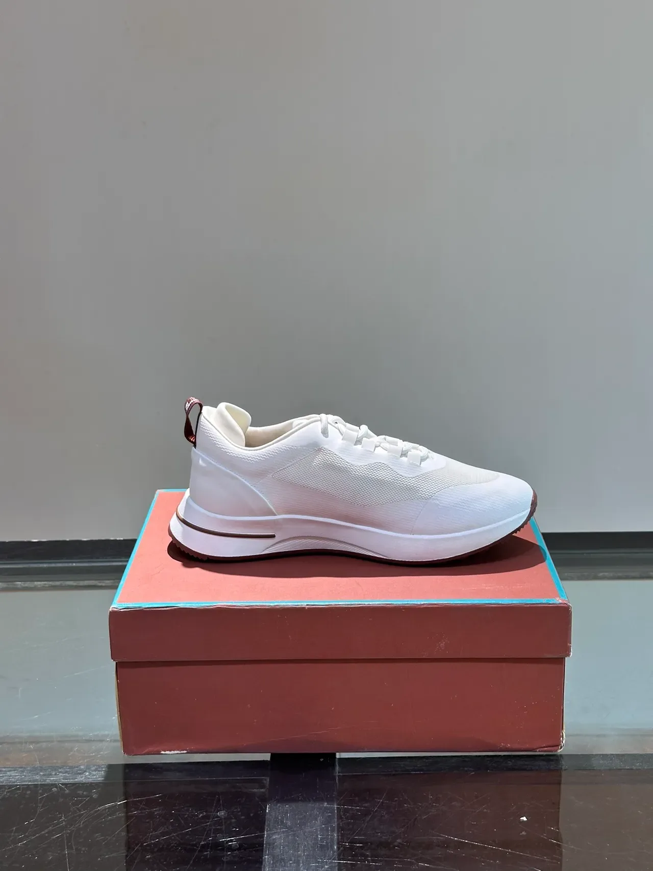 White Brown Minimalist Mesh-and-Synthetic Upper Sneakers 3