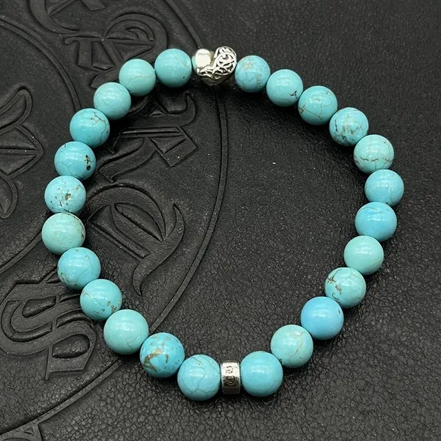 White Gold Beaded Stretch Bracelet 5